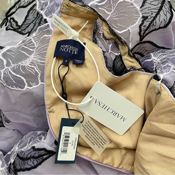 Marchesa Notte Floral Embroidered Chiffon Tulle Gown, NWT - Picture 13 of 15